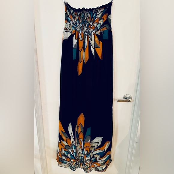 Robe bustier longue Forever 21 plumes Feather print chiffon Maxi dress festival - Picture 6 of 7